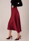 Çan Kesim Midi Bordo aten Etek