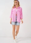 Cep Detaylı Kısa Kol Gömlek 20317  Pembe