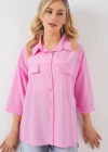 Cep Detaylı Kısa Kol Gömlek 20317  Pembe