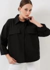 Cep Detaylı Oversize Gömlek 20313  Siyah