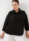 Cep Detaylı Oversize Gömlek 20313  Siyah
