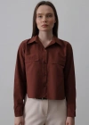 Cepli Uzun Kol Gömlek  Koyu Kahve