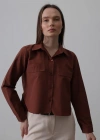 Cepli Uzun Kol Gömlek  Koyu Kahve