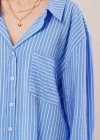 Çizgi Detaylı Cepli Mavi Gömlek