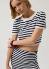 Çizgili Bisiklet Yaka Crop
