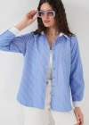 Çizgili Gömlek 20288  Mavi
