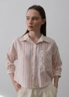 Çizgili Kısa Gömlek  Bej Pembe