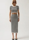 Çizgili Midi Dokulu Etek