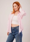 Çizgili Rahat Kesim Pembe Gömlek