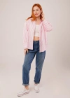 Çizgili Rahat Kesim Pembe Gömlek