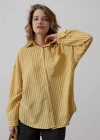 Çizgili Tek Cep Gömlek  Sarı