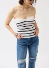 Çizgili traplez Dokulu Bluz