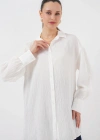 Çizgili Uzun Gömlek Tunik 5963  Beyaz