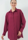 Çizgili Uzun Gömlek Tunik 5963  Bordo