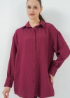 Çizgili Uzun Gömlek Tunik 5963  Bordo