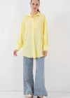 Çizgili Uzun Gömlek Tunik 5963  Sarı