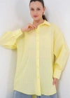 Çizgili Uzun Gömlek Tunik 5963  Sarı