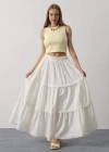 Dantel Detaylı Etek  Beyaz