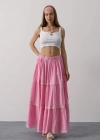 Dantel Detaylı Etek  Pembe