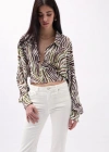 Desenli Crop Gömlek