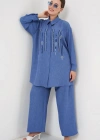 Desenli Tunik Pantolon İkili Takım 6720  İndigo