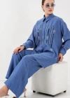 Desenli Tunik Pantolon İkili Takım 6720  İndigo