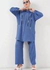 Desenli Tunik Pantolon İkili Takım 6720  İndigo