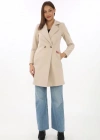 Düğmeli İçi Astarlı Kaşmir Kaşe Kaban  Bej