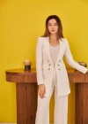 Ekru Blazer Düğmeli Ceket