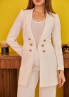 Ekru Blazer Düğmeli Ceket