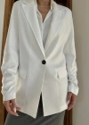 Ekru Kol Ucu Büzgülü Atlas Ceket