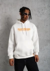 Erkek Armalı Baskılı Kapüşonlu weatshirt  Beyaz
