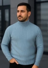 Erkek Balıkcı Yaka Bağazlı Triko Kazak Pamuklu Kalın Fitilli Dokuma, Regular Fit Uzun Kollu Kışlık odel  Bebe avisi