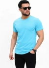 Erkek Basic Tişört Bisiklet Yaka Kısa Kol Günlük Yazlık lim Fit Thirt  Açık avi