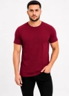 Erkek Basic Tişört Bisiklet Yaka Kısa Kol Günlük Yazlık lim Fit Thirt  Bordo