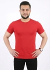 Erkek Basic Tişört Bisiklet Yaka Kısa Kol Günlük Yazlık lim Fit Thirt  Kırmızı
