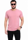 Erkek Basic Tişört Bisiklet Yaka Kısa Kol Günlük Yazlık lim Fit Thirt  Pembe