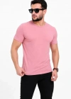 Erkek Basic Tişört Bisiklet Yaka Kısa Kol Günlük Yazlık lim Fit Thirt  Pembe