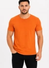 Erkek Basic Tişört Bisiklet Yaka Kısa Kol Günlük Yazlık lim Fit Thirt  Turuncu