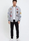 Erkek Baskılı Kolej Ceket  Gri