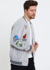 Erkek Baskılı Kolej Ceket  Gri