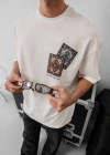 Erkek Baskılı Oversize Tshirt  Beyaz