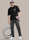Erkek Baskılı Oversize Tshirt  iyah