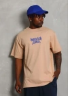 Erkek Baskılı Thirt Kısa Kol Bisiklet Yaka Regular Fit Rahat Kalıp Günlük Tişört  Bej
