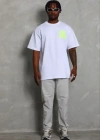 Erkek Baskılı Thirt Kısa Kol Bisiklet Yaka Regular Fit Rahat Kalıp Günlük Tişört  Beyaz