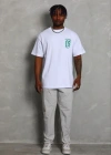 Erkek Baskılı Thirt Kısa Kol Bisiklet Yaka Regular Fit Rahat Kalıp Günlük Tişört  Beyaz