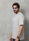 Erkek Baskılı Thirt Kısa Kol Bisiklet Yaka Regular Fit Rahat Kalıp Günlük Tişört  Gri
