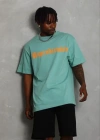 Erkek Baskılı Thirt Kısa Kol Bisiklet Yaka Regular Fit Rahat Kalıp Günlük Tişört  int Yeşili