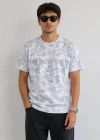 Erkek Batik Desenli Tişört Bisiklet Yaka Kısa Kol Regular Fit Tshirt  Gri