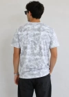 Erkek Batik Desenli Tişört Bisiklet Yaka Kısa Kol Regular Fit Tshirt  Gri